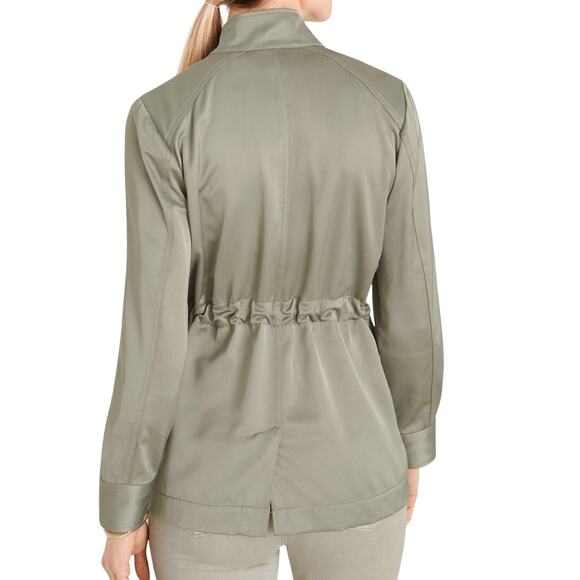 Chicos Utility Long Sleeve Green Satin Jacket Size 8/10 Chico Size 1 - Picture 4 of 13
